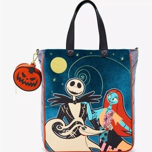 Loungefly Disney The Nightmare Before Christmas Jack & Sally Velvet Tote